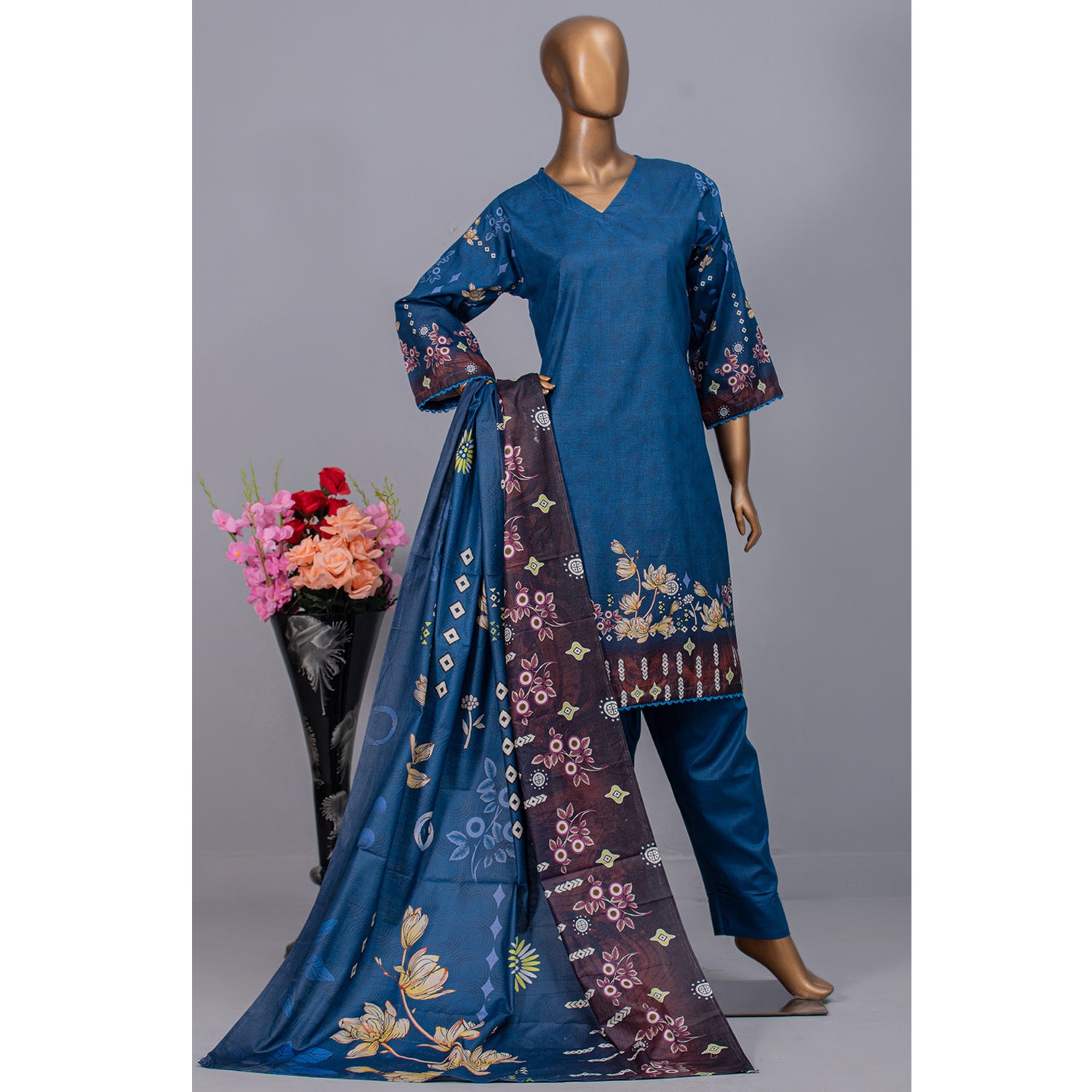 Women's Valuable Unstitched 3Pcs Suit V-2 - 7, Women, 3Pcs Shalwar Suit, Chase Value, Chase Value