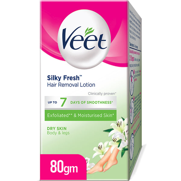Veet Silky Fresh Hair Removal Lotion for Dry Skin 80g, Lotion & Cream, Veet, Chase Value