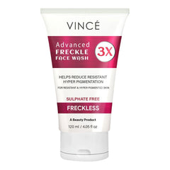 Vince Advanced Freckle Face Wash 3X, Helps Reduce Resistant Hyper Pigmentation, For Resistant & Hyper-Pigmented Skin, Sulphate Free, Freckless, 120ml, Face Washes, Vince, Chase Value