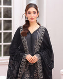 Dr Haris Winter Luxe Karandi Embroidered 3 Pc  Suit