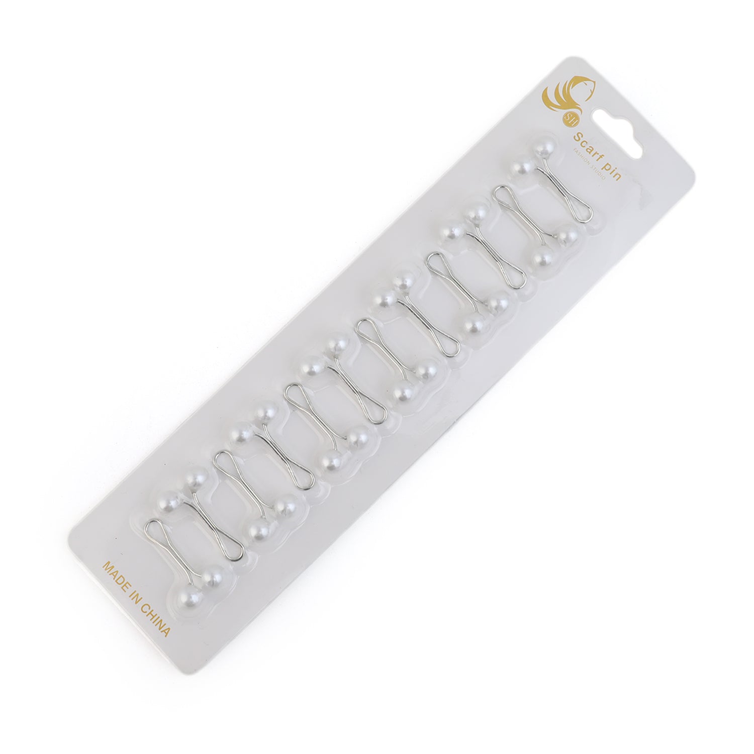 Girls Scarf Pin Card Pack Of 12 - Black & White, Girls Hair Accessories, Chase Value, Chase Value