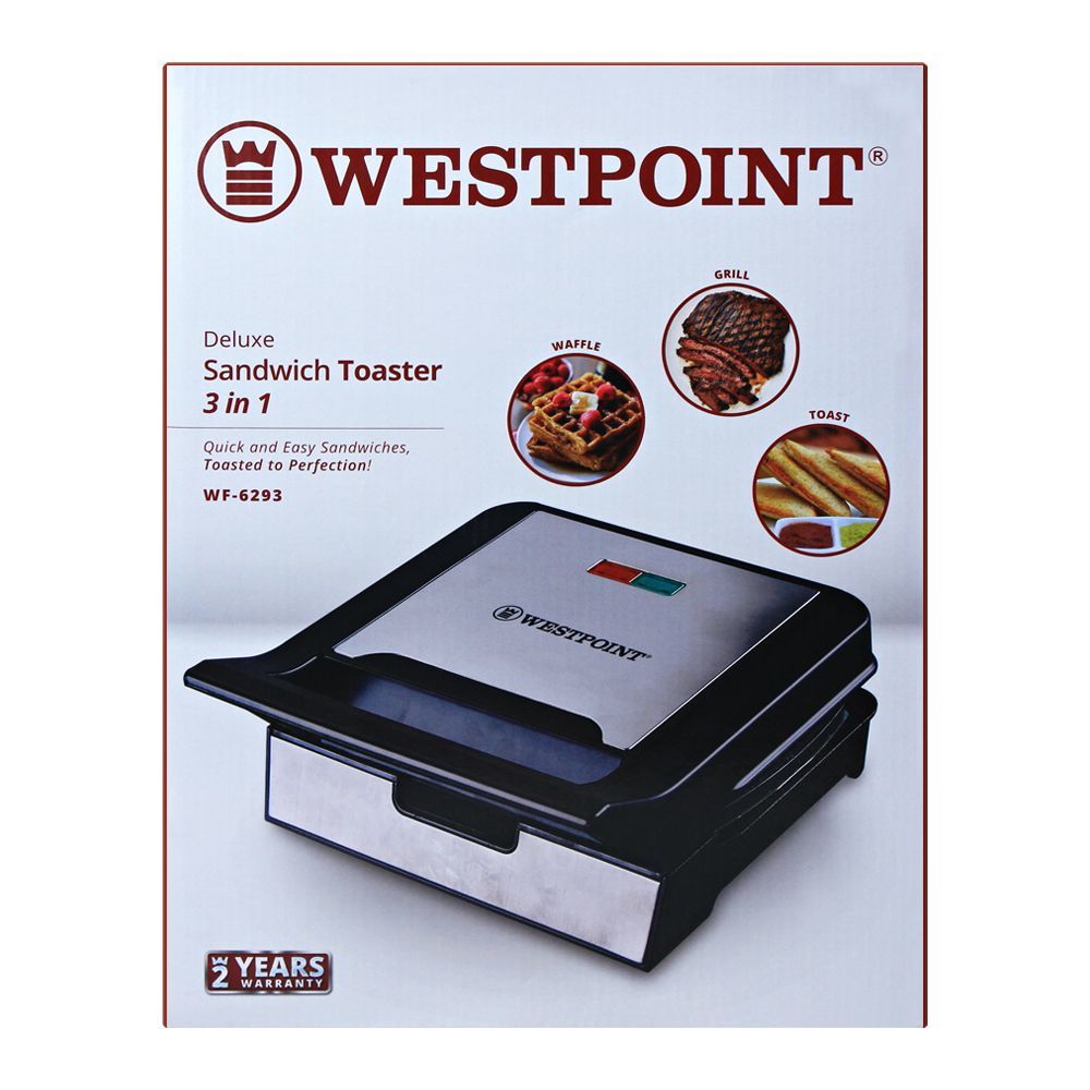 West Point Deluxe 3-In-1 Sandwich Toaster, WF-6293, Toaster & Hot Plate, Westpoint, Chase Value