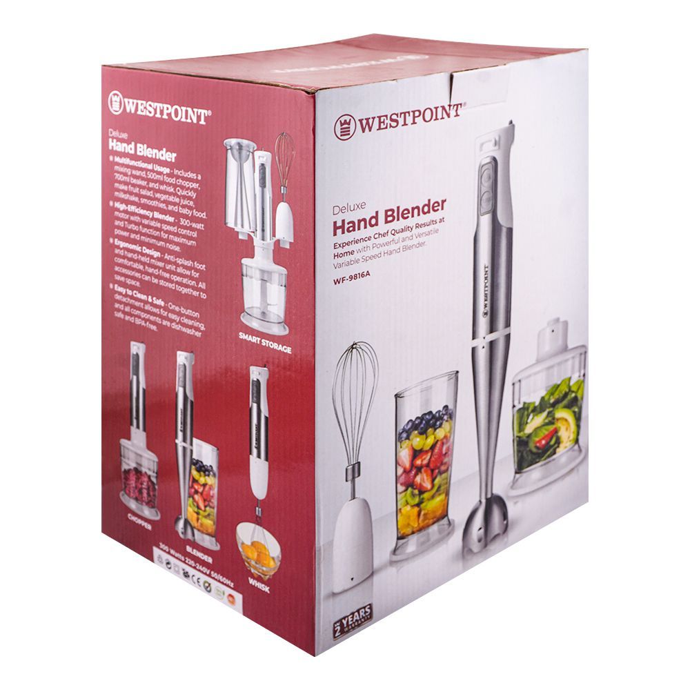 West Point Deluxe Hand Blender, 2-Speed, 600W, WF-9816, Juicer Blender & Mixer, Westpoint, Chase Value