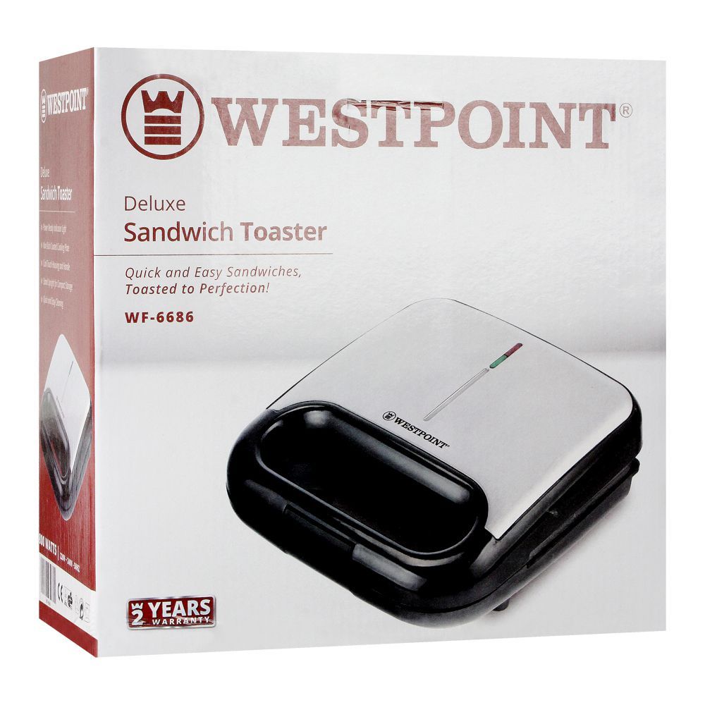 West Point Deluxe Sandwich Toaster, 800W, WF-6686, Toaster & Hot Plate, Westpoint, Chase Value