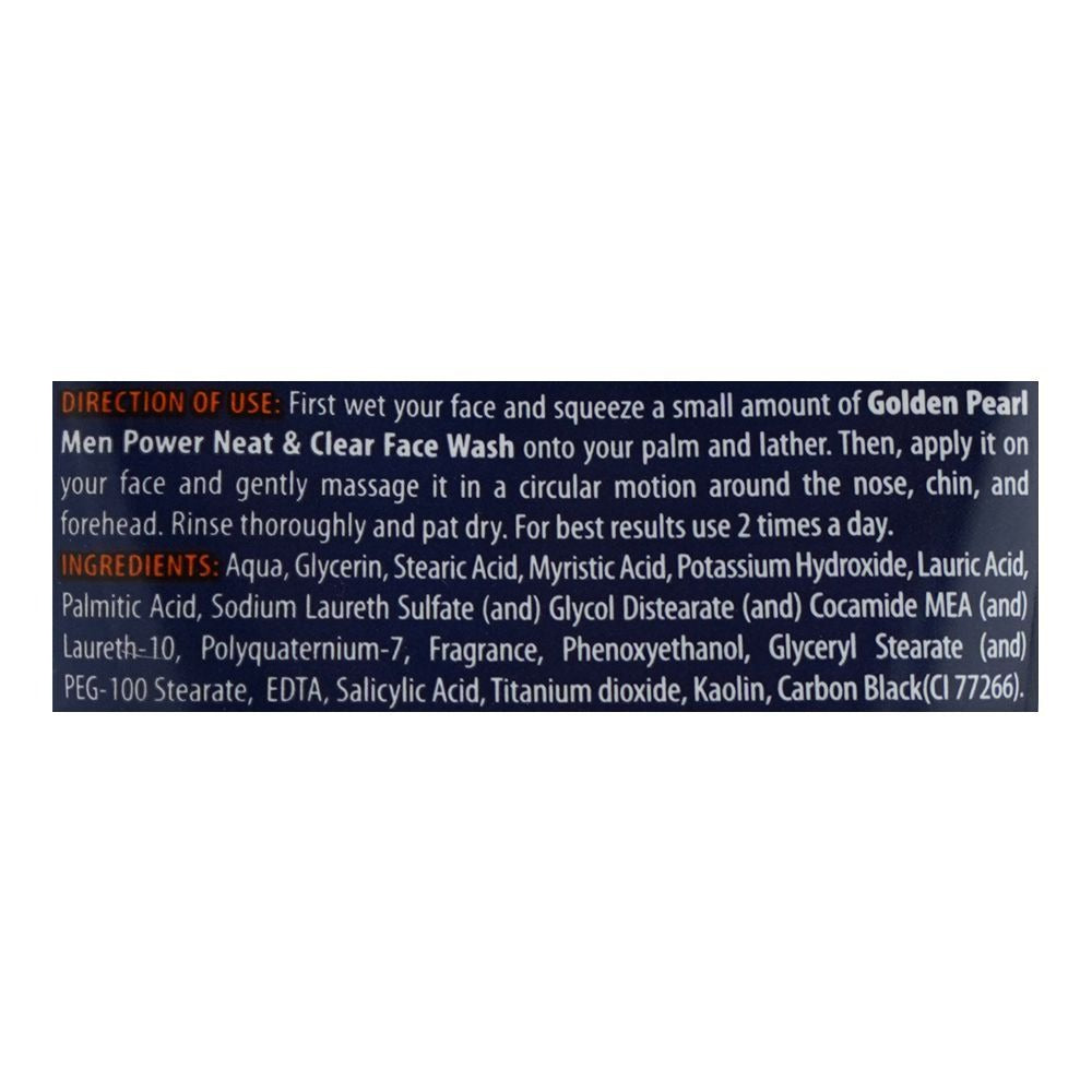 Golden Pearl Men's Face Wash Power Neat & Clean -75ML, Face Washes, Golden Pearl, Chase Value