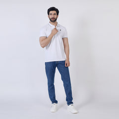 Men's Half Sleeves Polo T-Shirt - White