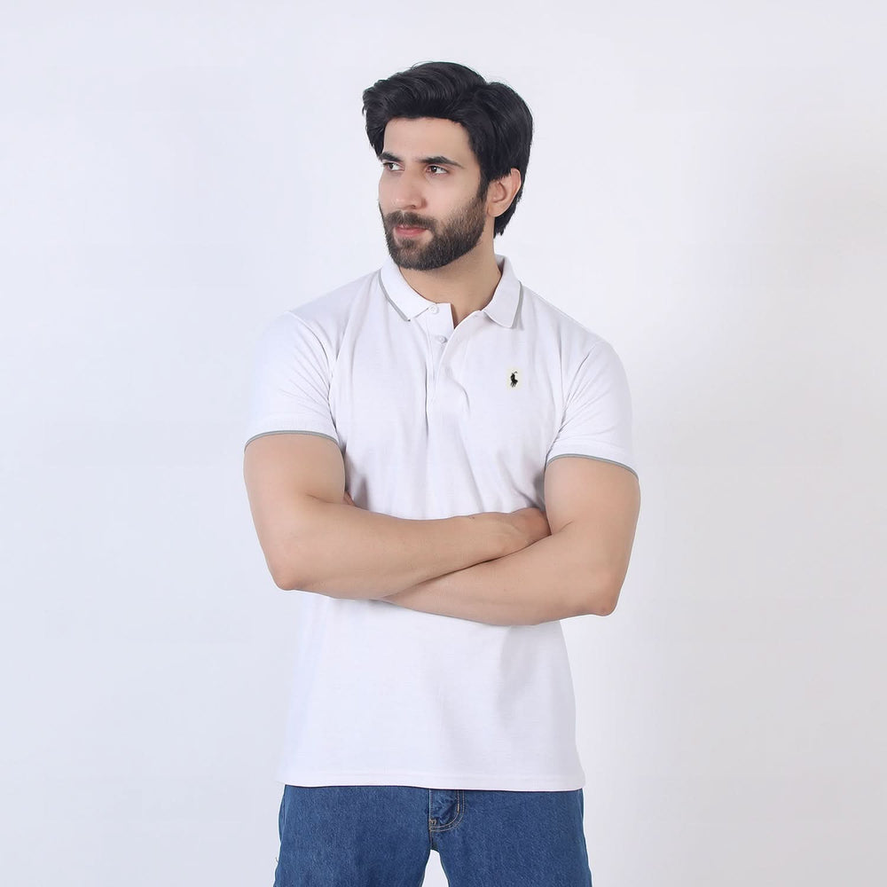 Men's Half Sleeves Polo T-Shirt - White, Men's T-Shirts & Polos, Chase Value, Chase Value