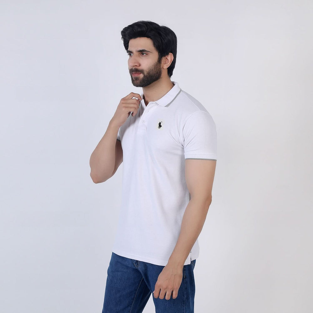 Men's Half Sleeves Polo T-Shirt - White, Men's T-Shirts & Polos, Chase Value, Chase Value