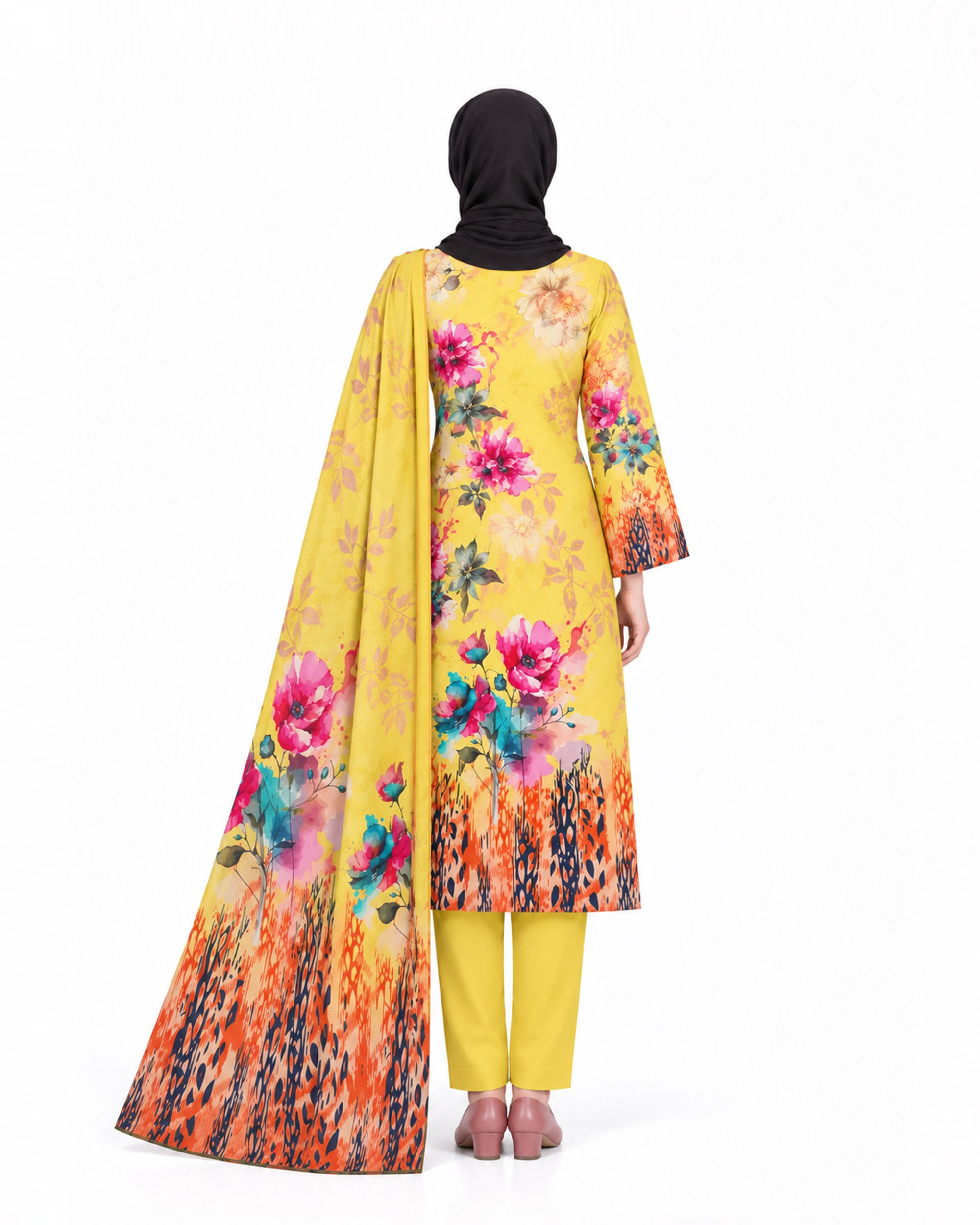 Al Jannat Karandi Printed Suit - 3 Pc