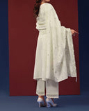 Zarineh Ronaq Viscose Luxury Jacquard Embroidered Suit - 3 Pc