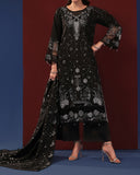 Zarineh Ronaq Viscose Luxury Jacquard Embroidered Suit - 3 Pc