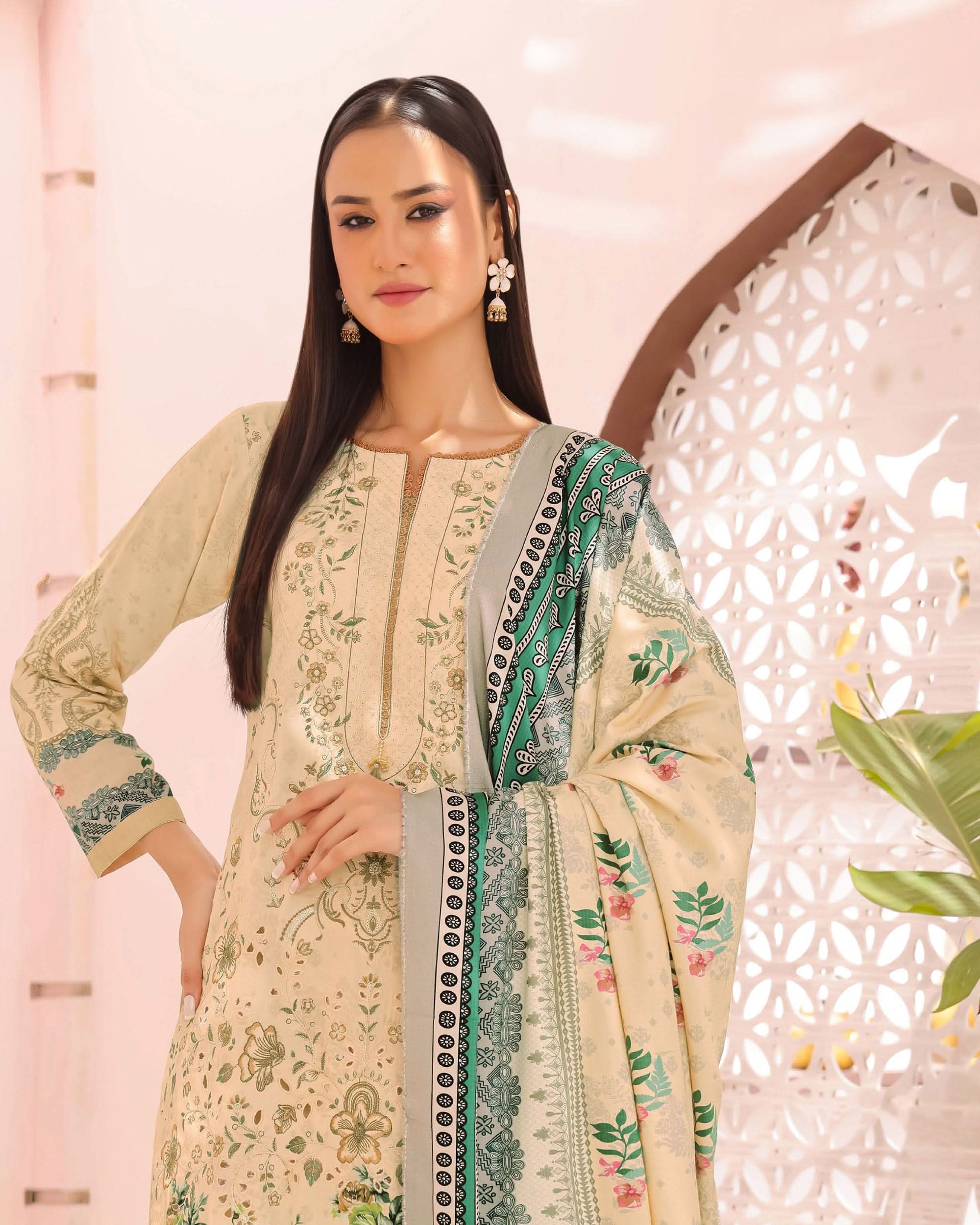 Zartaj By RA-Bin Hameed Emboridered Linen Unstitched 3Pcs Suit - 6, Women, 3Pcs Shalwar Suit, Rana Arts, Chase Value