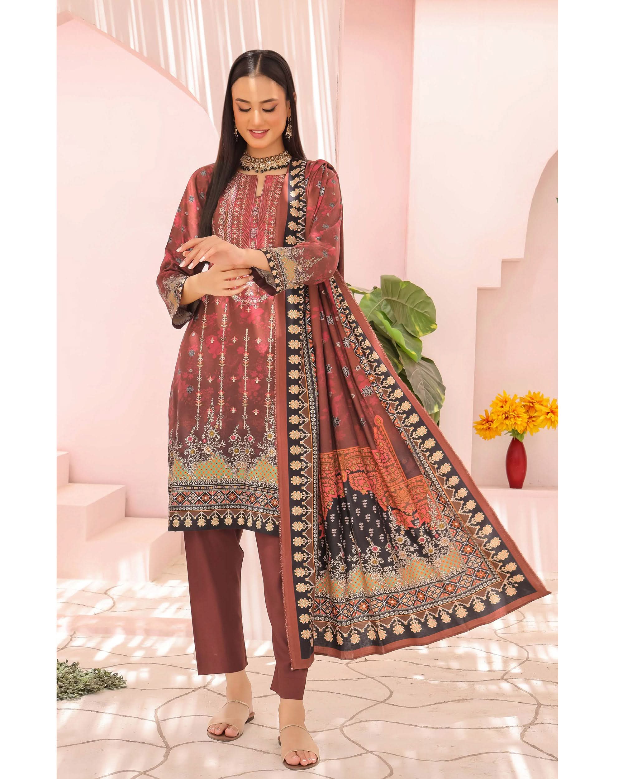 Zartaj By RA-Bin Hameed Emboridered Linen Unstitched 3Pcs Suit - 9, Women, 3Pcs Shalwar Suit, Rana Arts, Chase Value