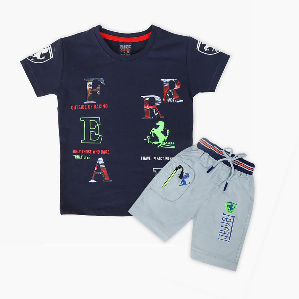 Boys Half Sleeves Suit - Blue