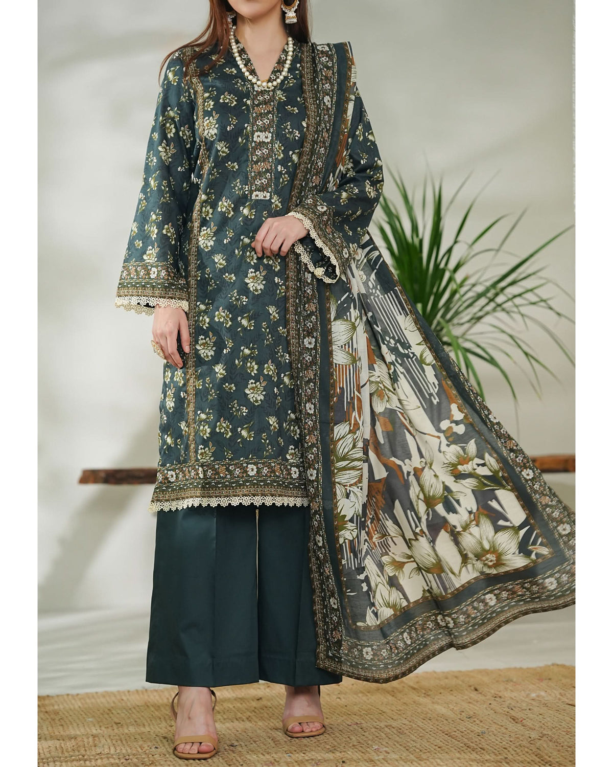 DAMAN By Vs Textile Exclusive Lawn Printed 3-PCS Unstitched Suit - 734, Women, 3Pcs Shalwar Suit, Chase Value, Chase Value