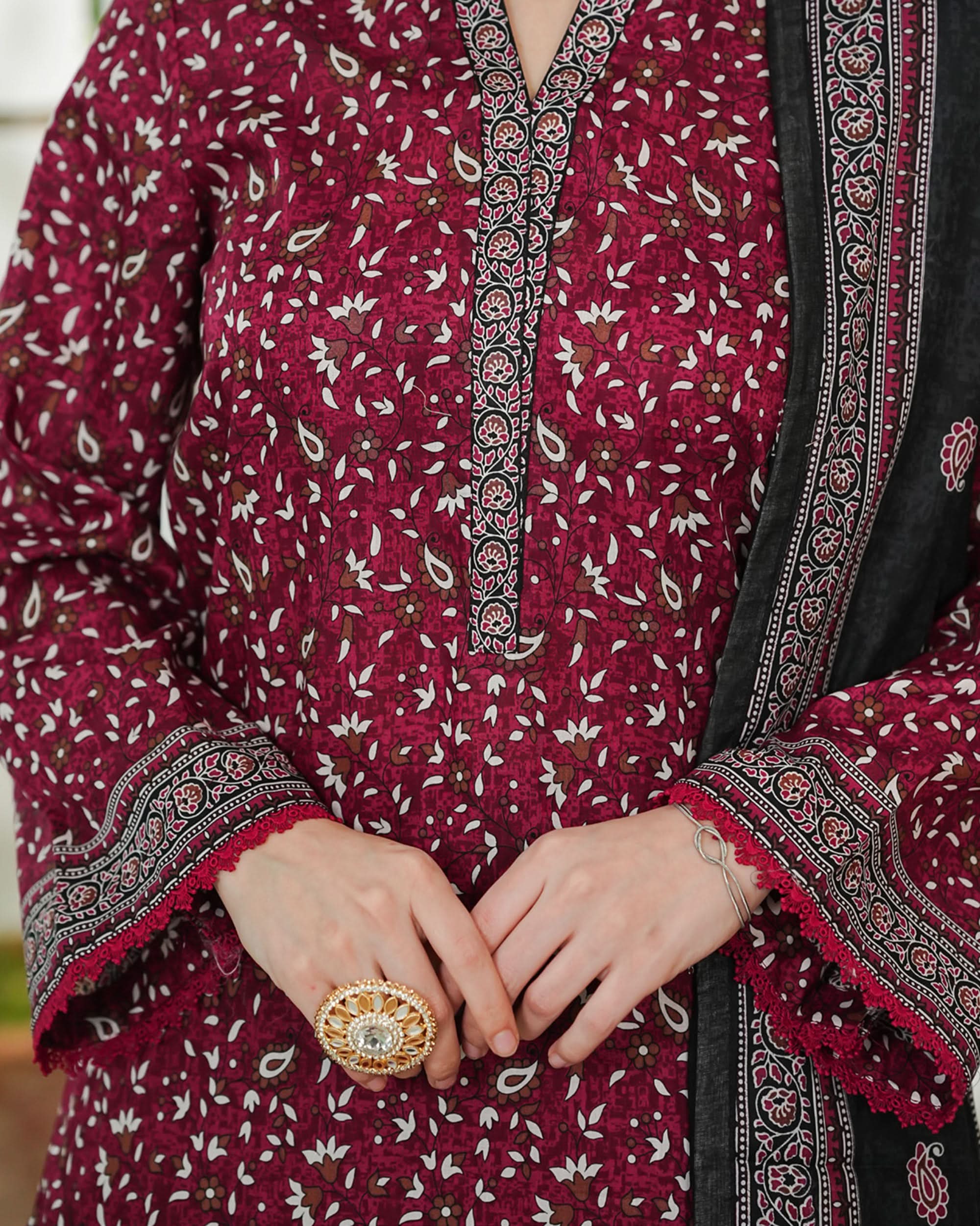 DAMAN By Vs Textile Exclusive Lawn Printed 3-PCS Unstitched Suit - 735, Women, 3Pcs Shalwar Suit, Chase Value, Chase Value