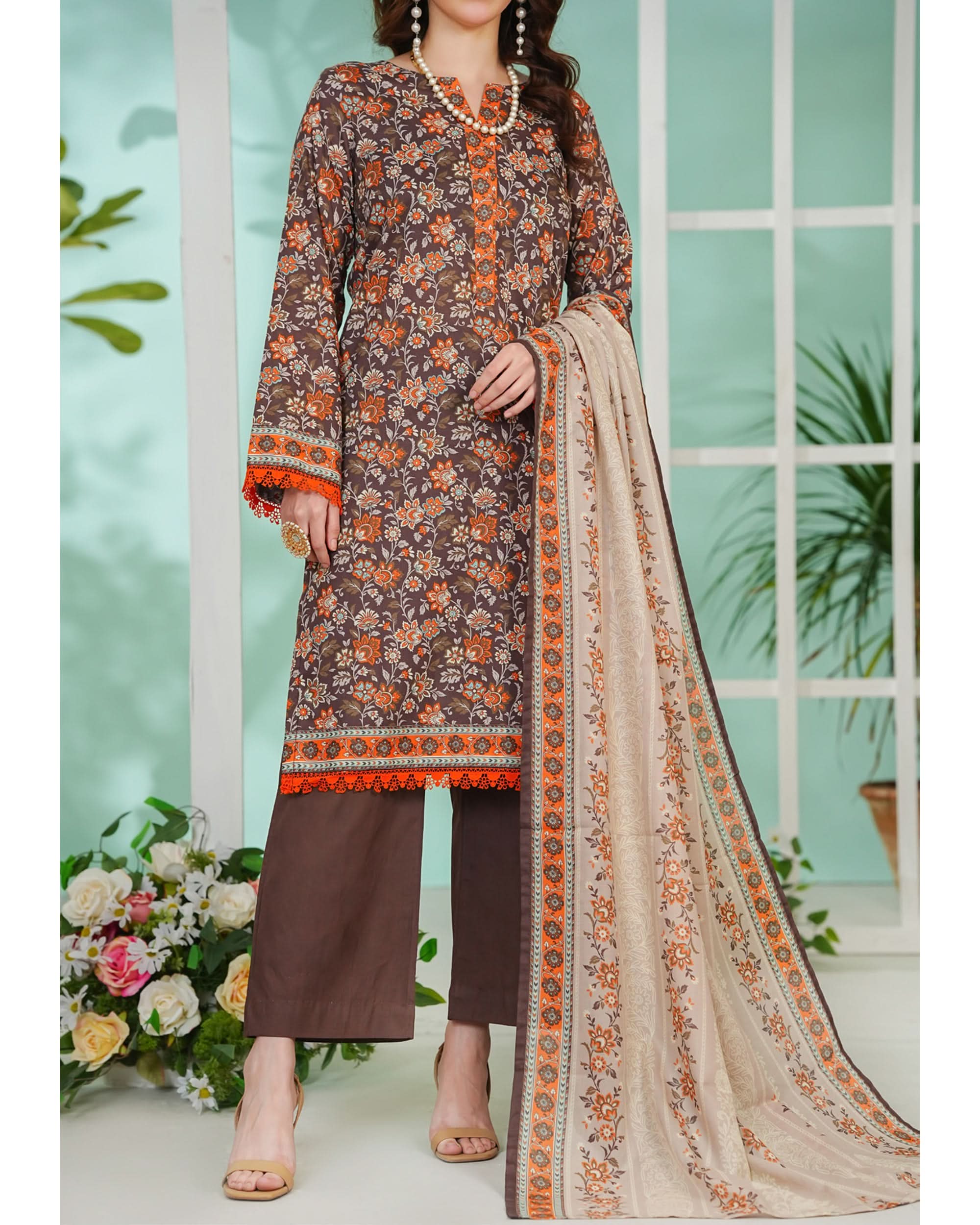 DAMAN By Vs Textile Exclusive Lawn Printed 3-PCS Unstiched Suit - 808, Women, 3Pcs Shalwar Suit, Chase Value, Chase Value
