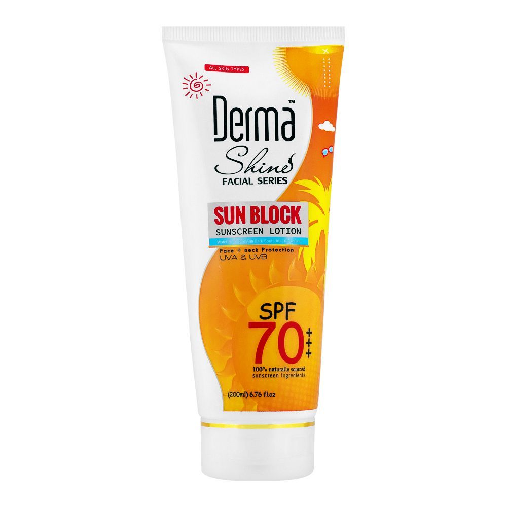 Derma Shine Sun Block Spf70 Sunscreen Lotion, 200ml, Creams & Lotions, Derma Shine, Chase Value
