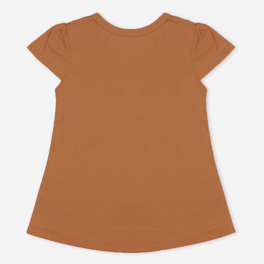 Girls Half Sleeves T-Shirt - Dark Brown, Girls T-Shirts, Chase Value, Chase Value