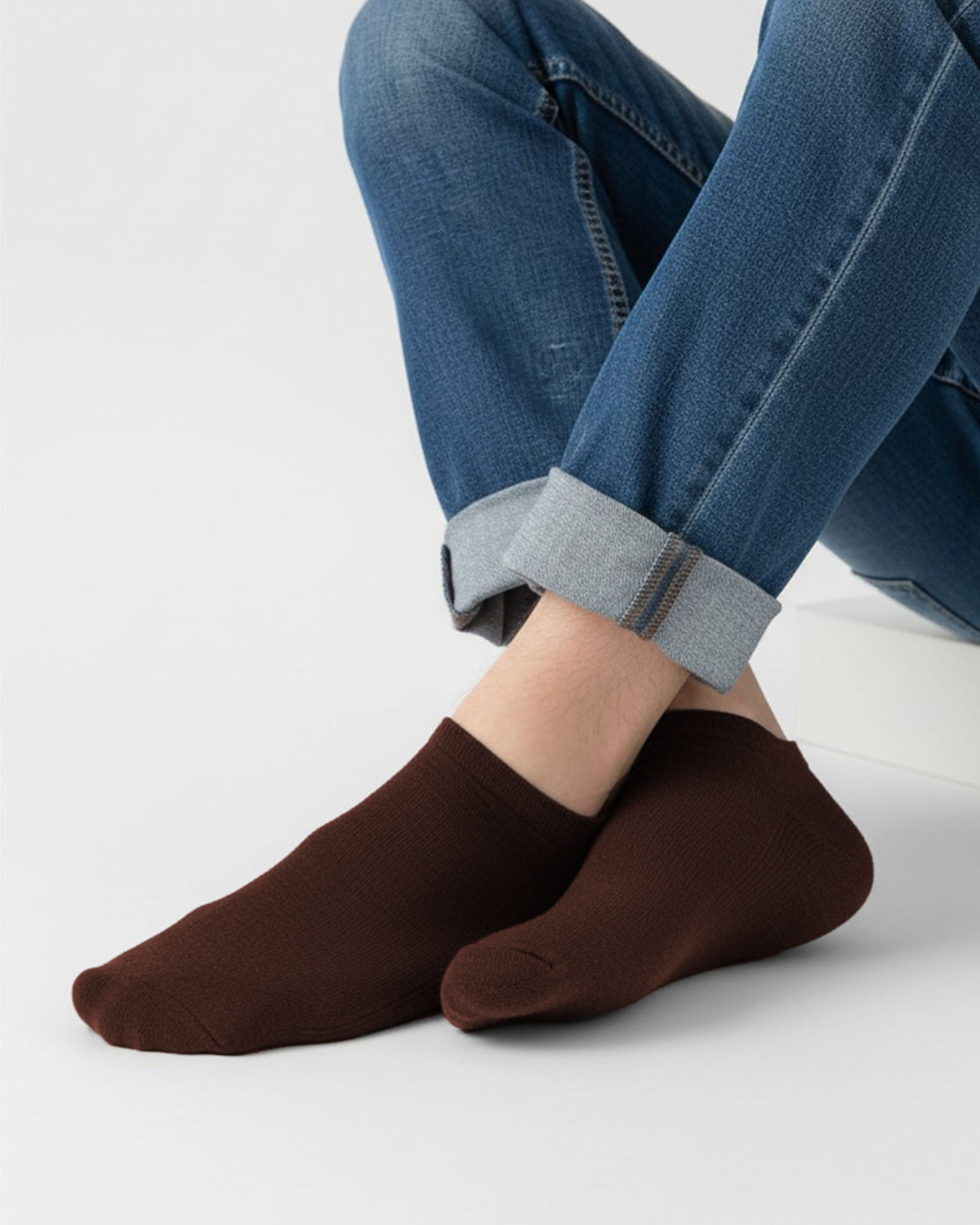 Eminent Men’s Plain Lycra Ankle Socks - Dark Brown