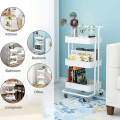 Multifunctional Storage Trolley Rack 3 Layer