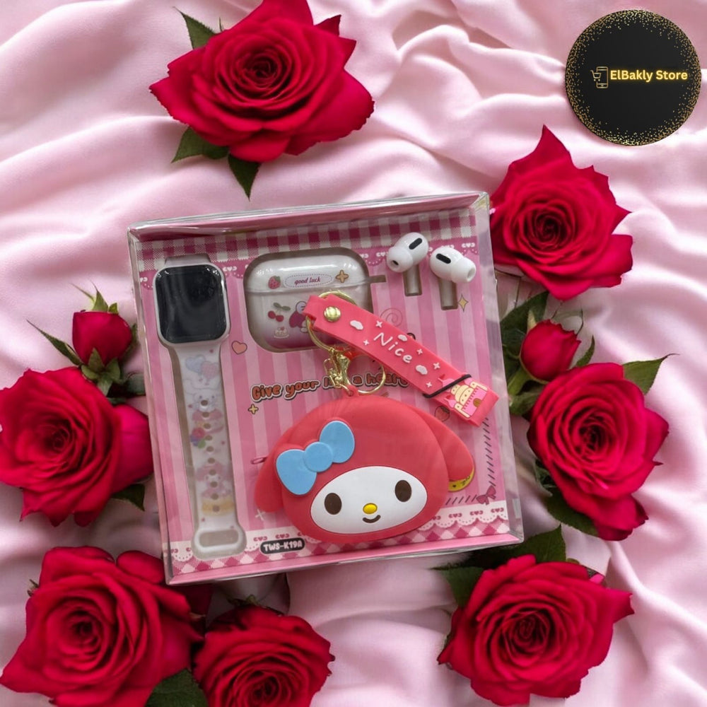 LABUBU LED Watch TWS S05 - 5 in 1 Smart Gadget Gift Set for Kids - Dark Pink, Kids Watches, Chase Value, Chase Value