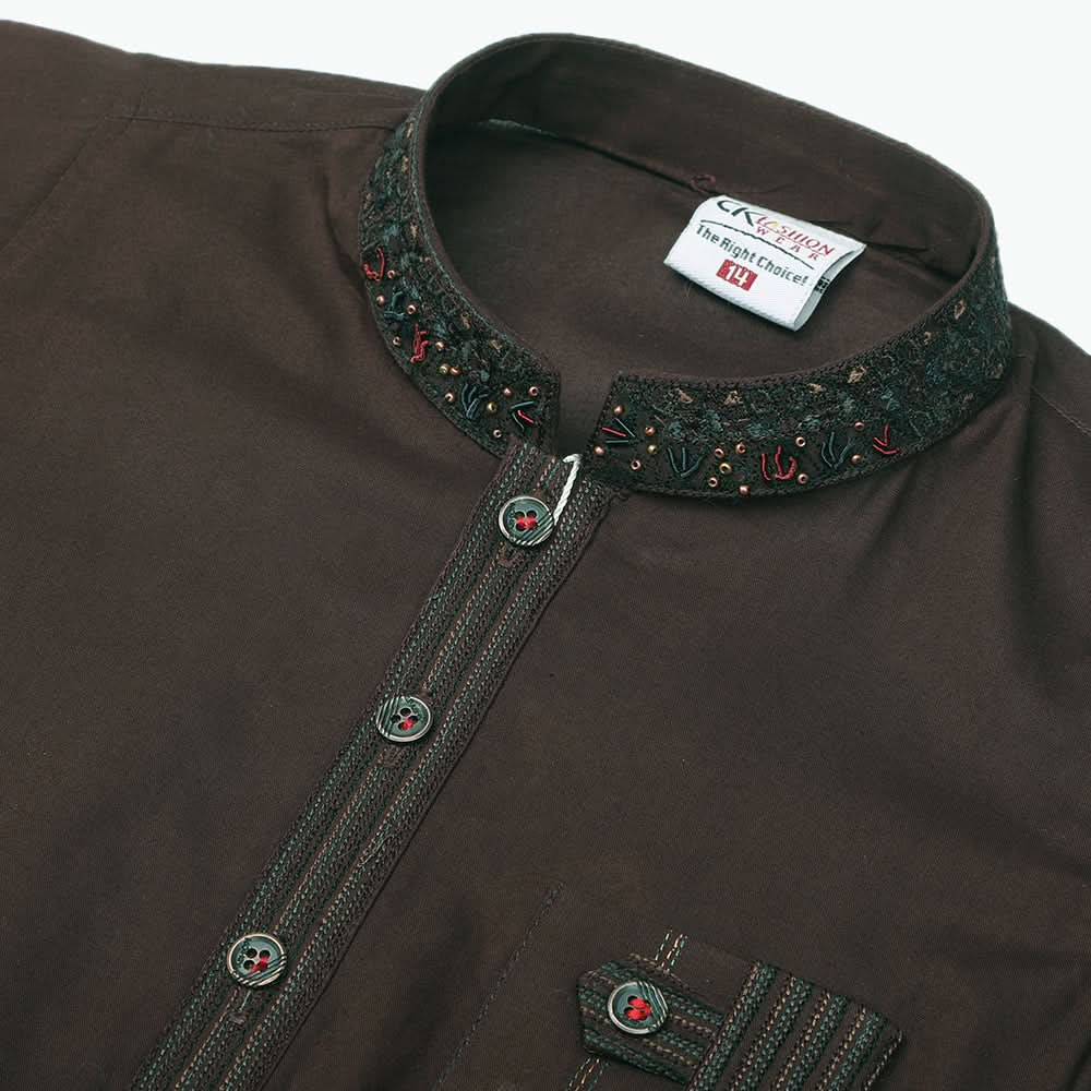 Boys Embroidered Shalwar Suit - Coffee, Boys Shalwar Kameez, Chase Value, Chase Value