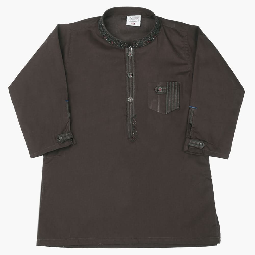 Boys Embroidered Shalwar Suit - Coffee, Boys Shalwar Kameez, Chase Value, Chase Value