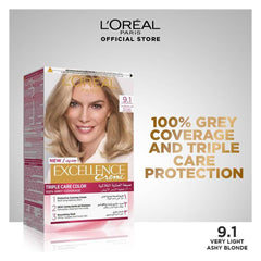 L'Oreal Paris Excellence Hair Color, Very Light Ash Blonde 9.1, Hair Color, Loreal, Chase Value