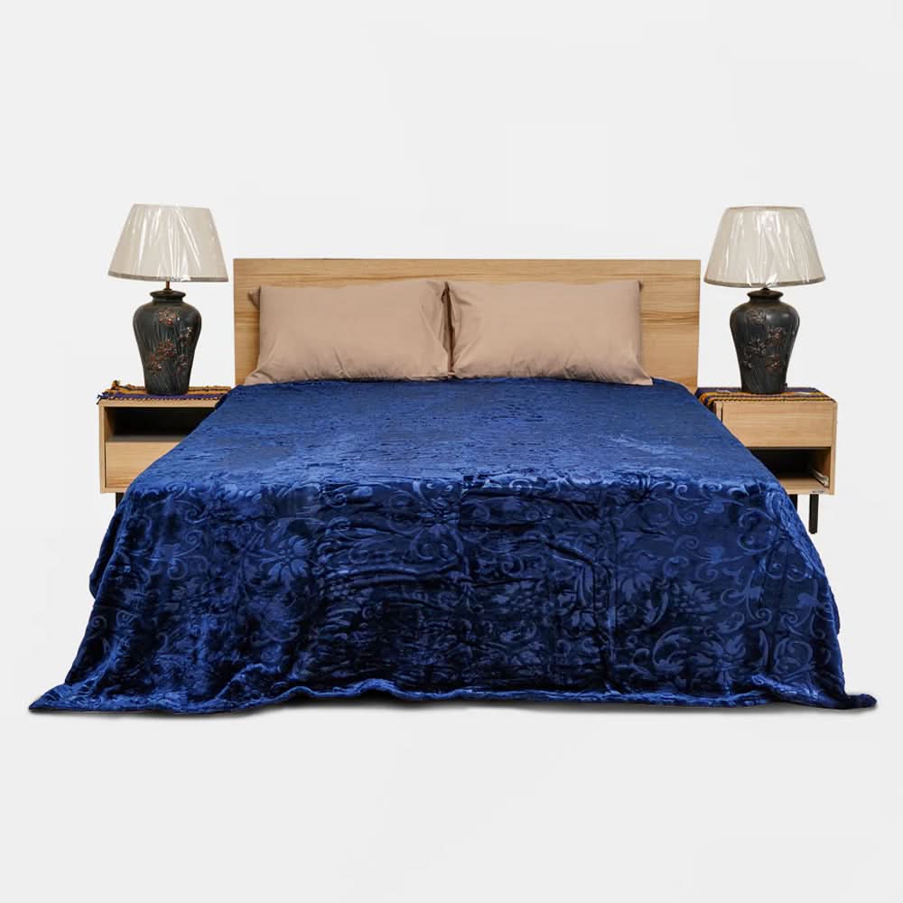 Mansion Double Bed Blanket Flannel- Dark Blue, Blanket, Chase Value, Chase Value