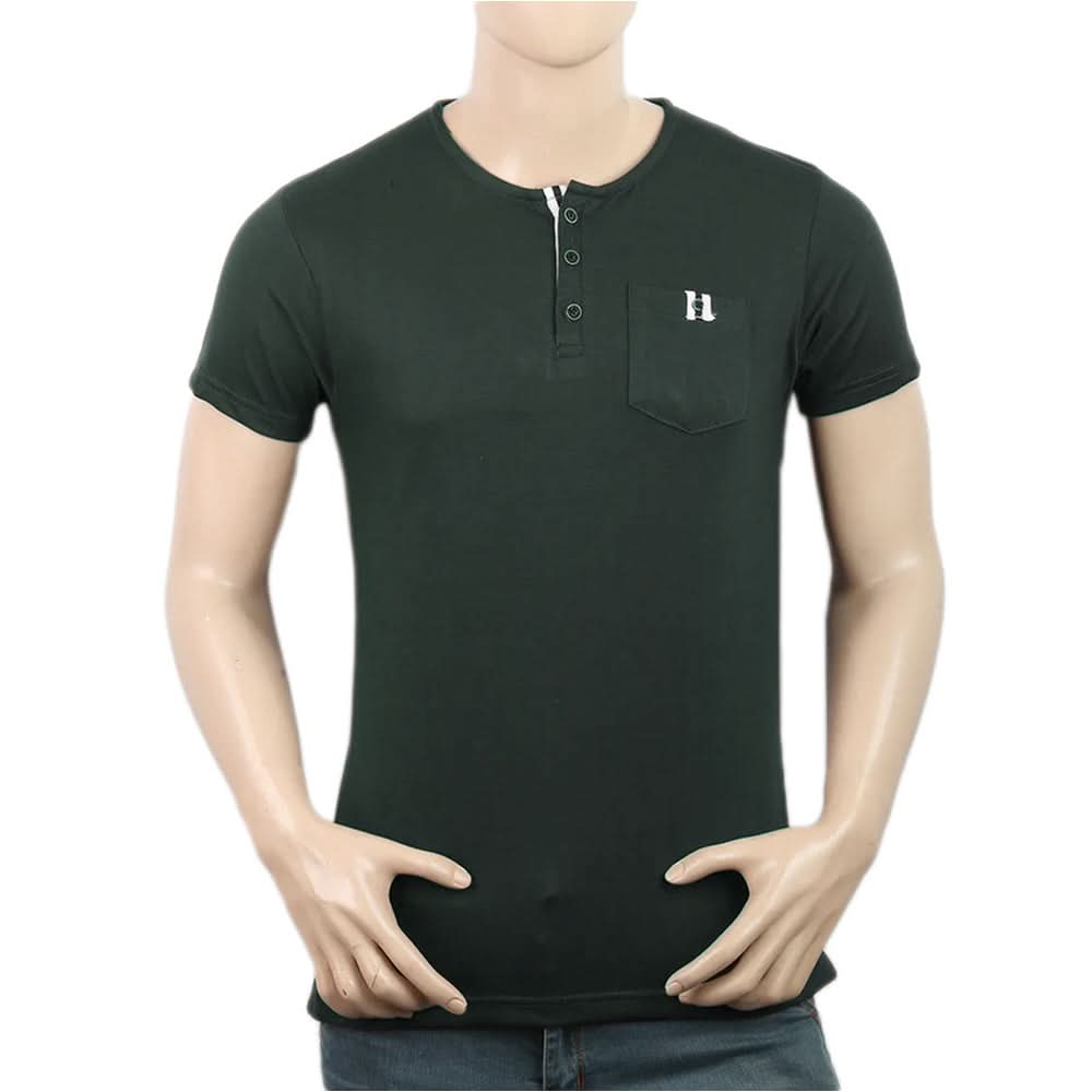 Men's Half Sleeves T-Shirt - Dark Green, Men's T-Shirts & Polos, Chase Value, Chase Value