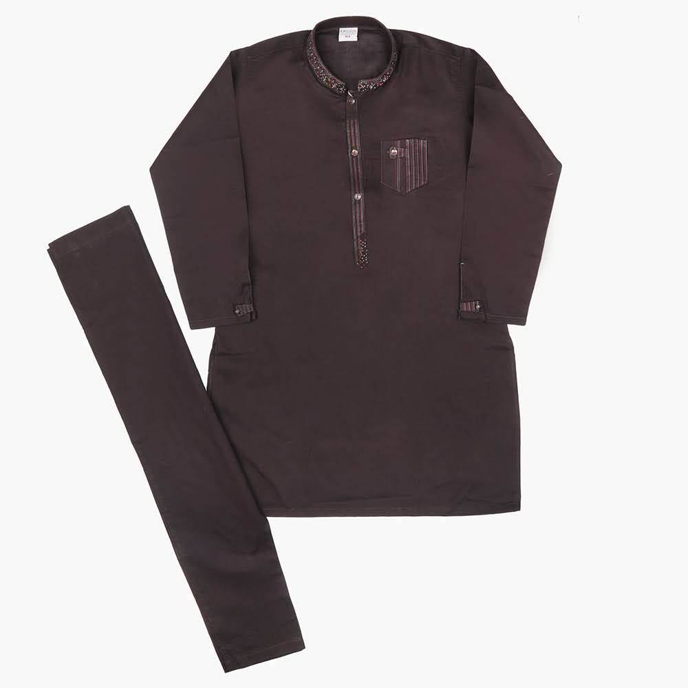 Boys Embroidered Shalwar Suit - Dark Purple, Boys Shalwar Kameez, Chase Value, Chase Value