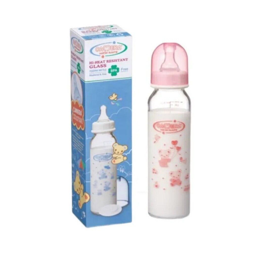 Camera Hi-Heat Resistant Glass Feeding Bottle 240ml/8oz - Pink, Feeding Supplies, Camera, Chase Value