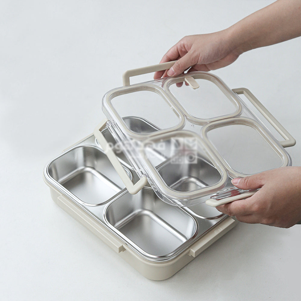 Lunch Box Stainless Steel – Four Compartments, Tiffin Boxes & Bottles, Chase Value, Chase Value