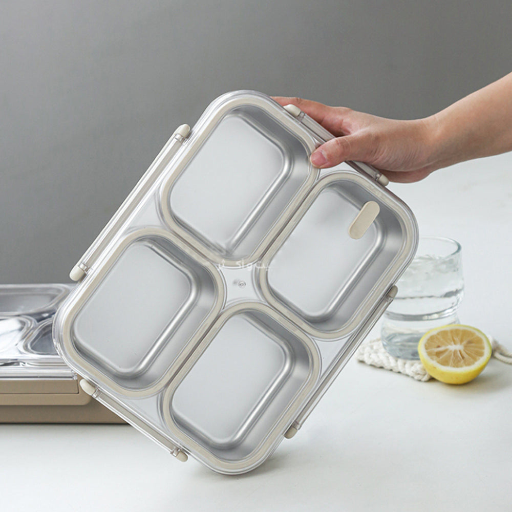 Lunch Box Stainless Steel – Four Compartments, Tiffin Boxes & Bottles, Chase Value, Chase Value