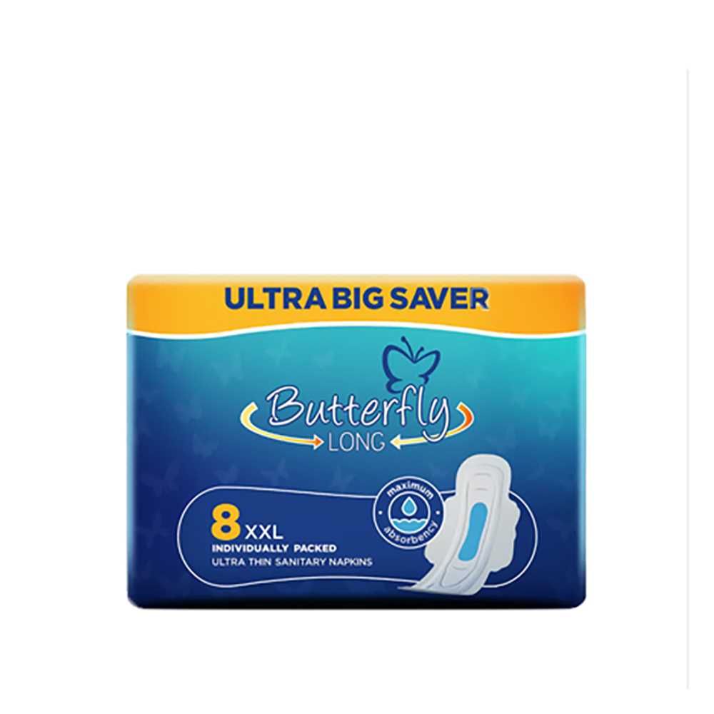 Butterfly Long Wide Size Ultra Napkins, XXL, 8-Pack, Sanitory Napkins, Butterfly, Chase Value