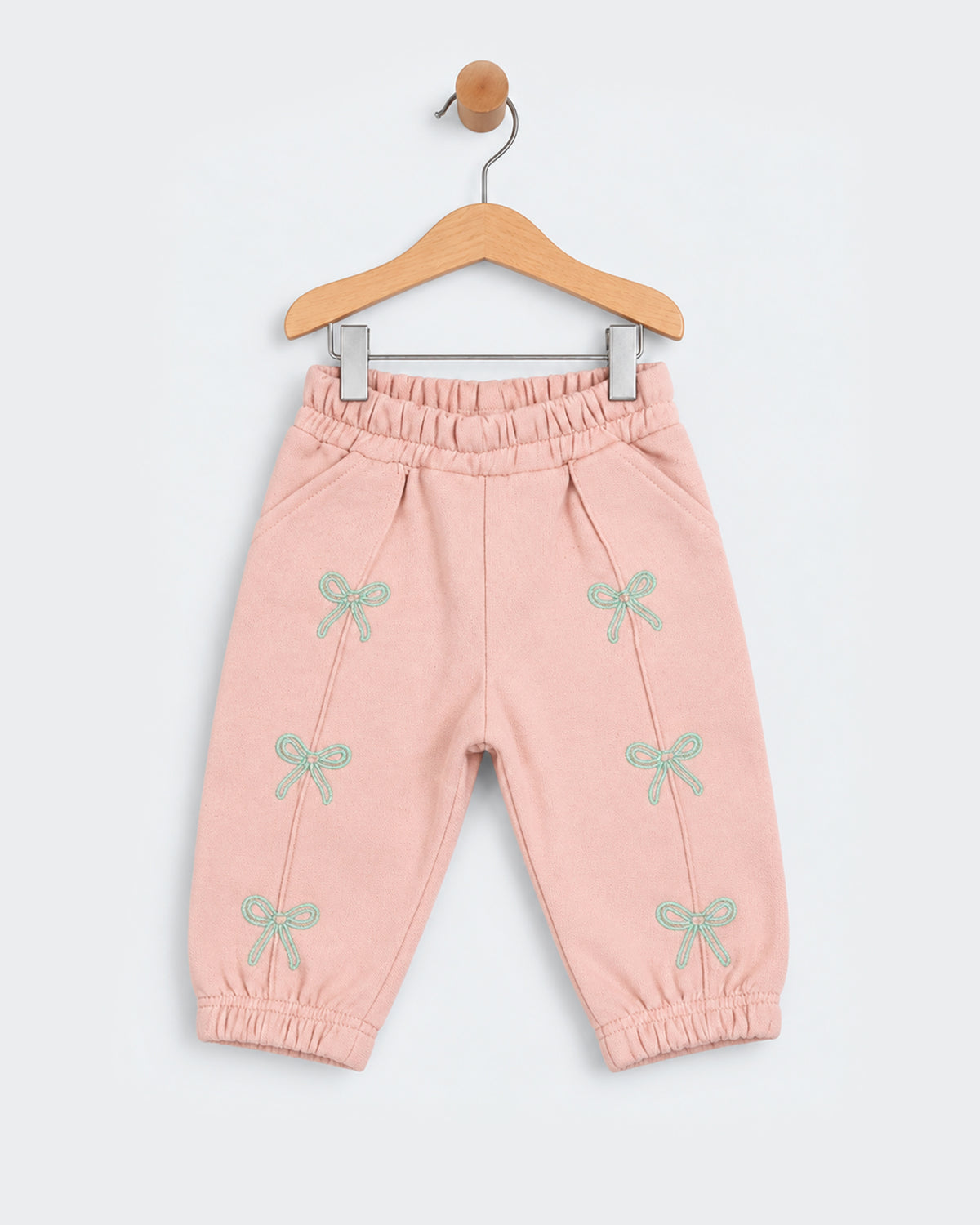 Eminent Newborn Girls Embroidered Bow Fleece Trousers