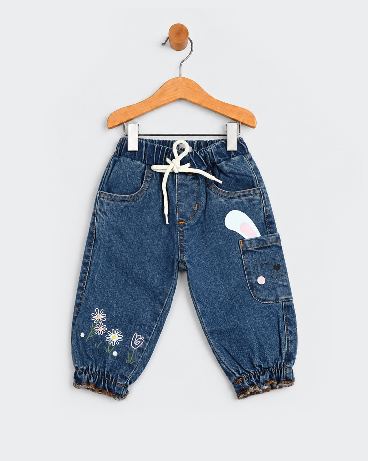 Eminent Newborn Girls Embroidered Denim Pants