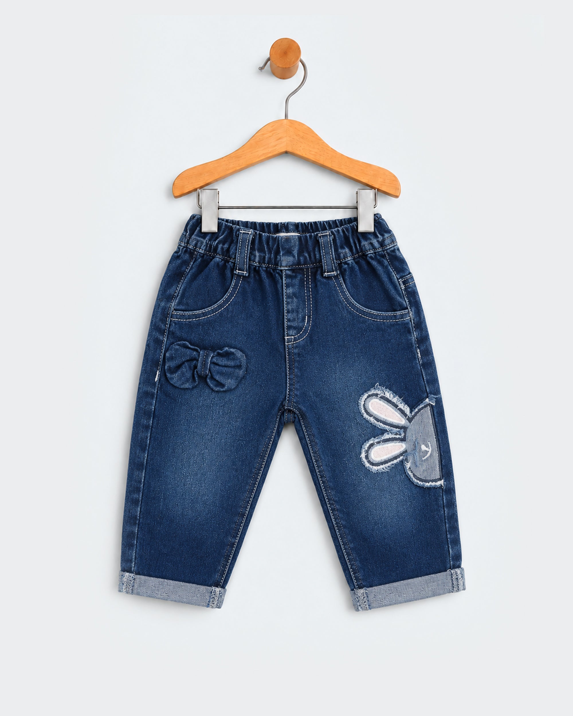Eminent Newborn Girls Bunny Patch Denim Pants