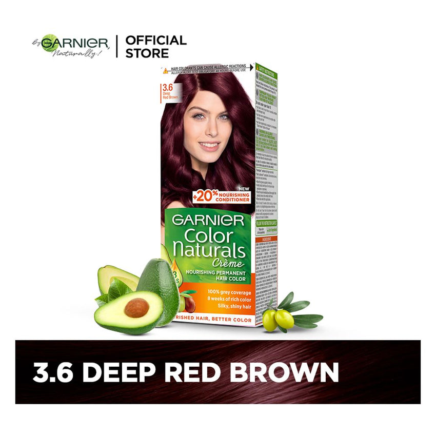 Garnier Color Naturals Creme Hair Colour 3.6 Deep Red Brown, Hair Color, Garnier, Chase Value