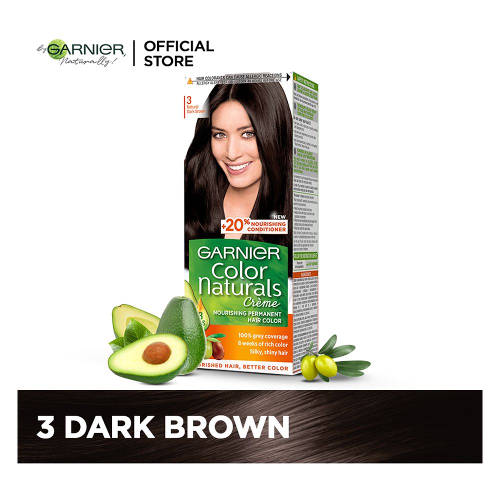 Garnier Color Naturals Creme Hair Colour 3 Dark Brown, Hair Color, Garnier, Chase Value
