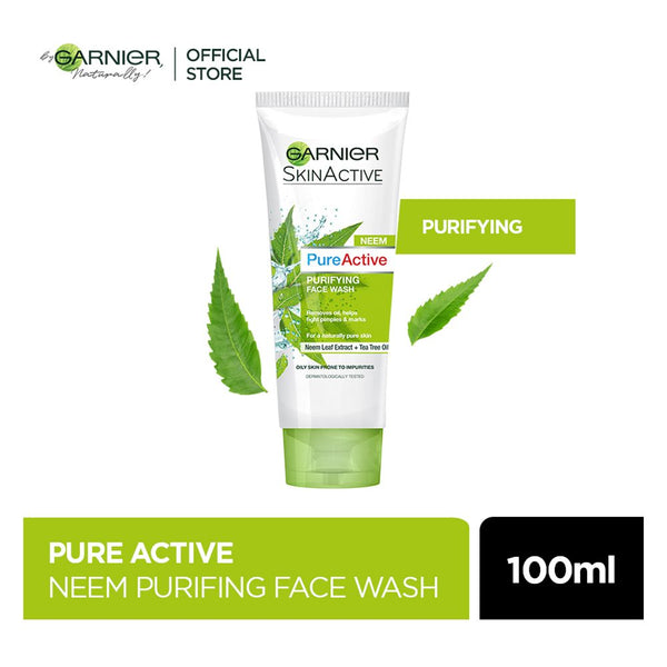 Garnier Skin Active Pure Active Neem Purifying Face Wash, For Normal To Oily Skin, 100ml, Face Washes, Garnier, Chase Value