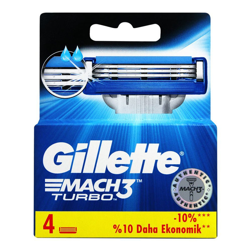 Gillette Mach3 Turbo Cartridges, Razor Blades, 4-Pack, Razor & Cartridges, Gillette, Chase Value