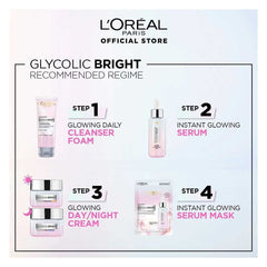 L'Oreal Paris Glycolic-Bright Glowing Daily Face Wash, For Even Glowing Skin, 100ml