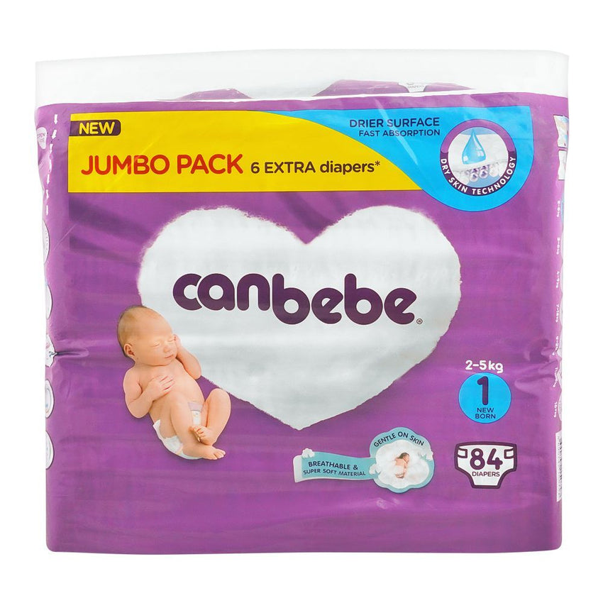 Canbebe Jumbo Newborn 84 Pcs, Diapers & Wipes, Canbebe, Chase Value
