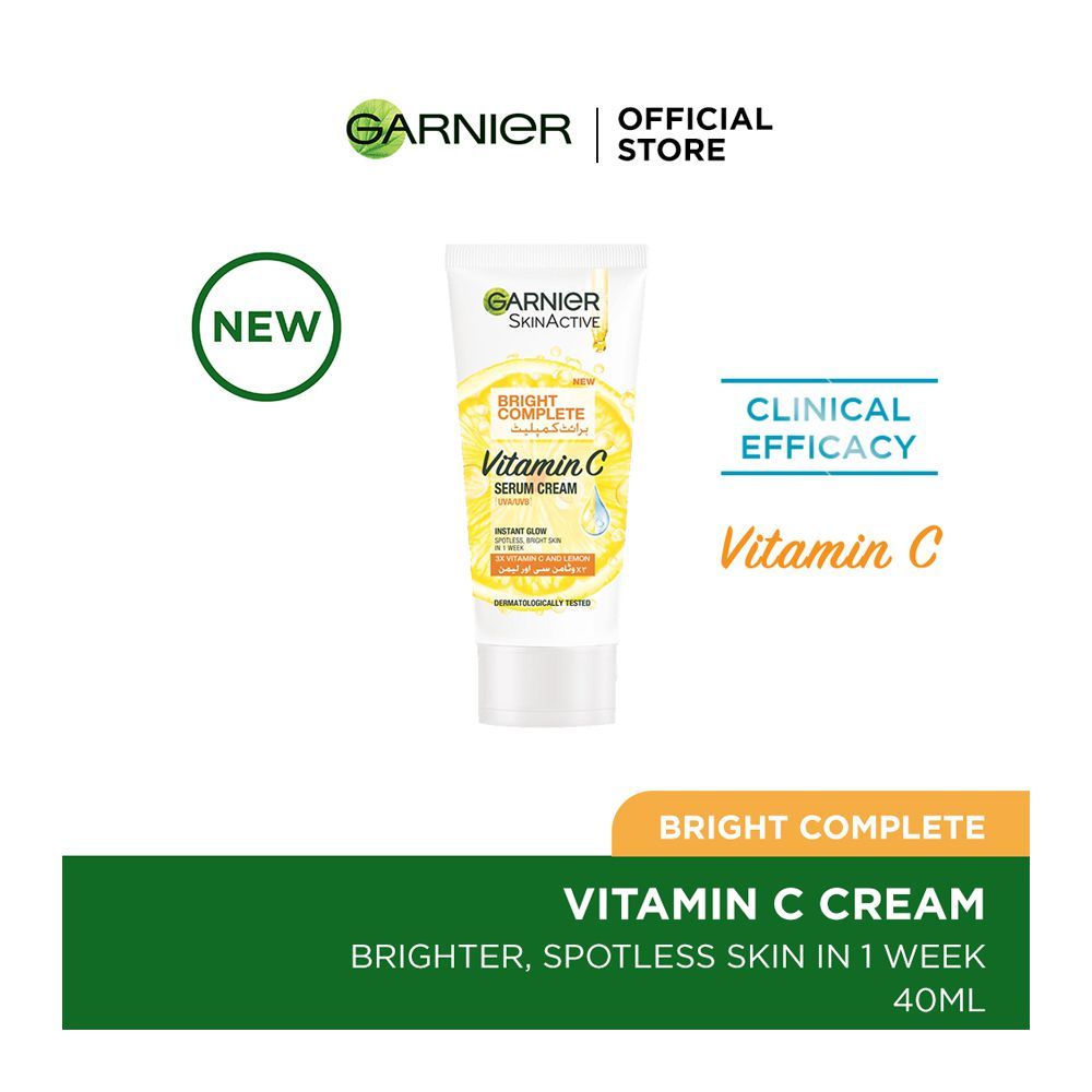 Garnier Skin Active Bright Complete Vitamin C Serum Cream, 40ml, Skin Treatments, Garnier, Chase Value