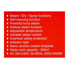 Nikai Steam Iron Non-Stick NSI-602, Iron & Streamers, Nikai , Chase Value