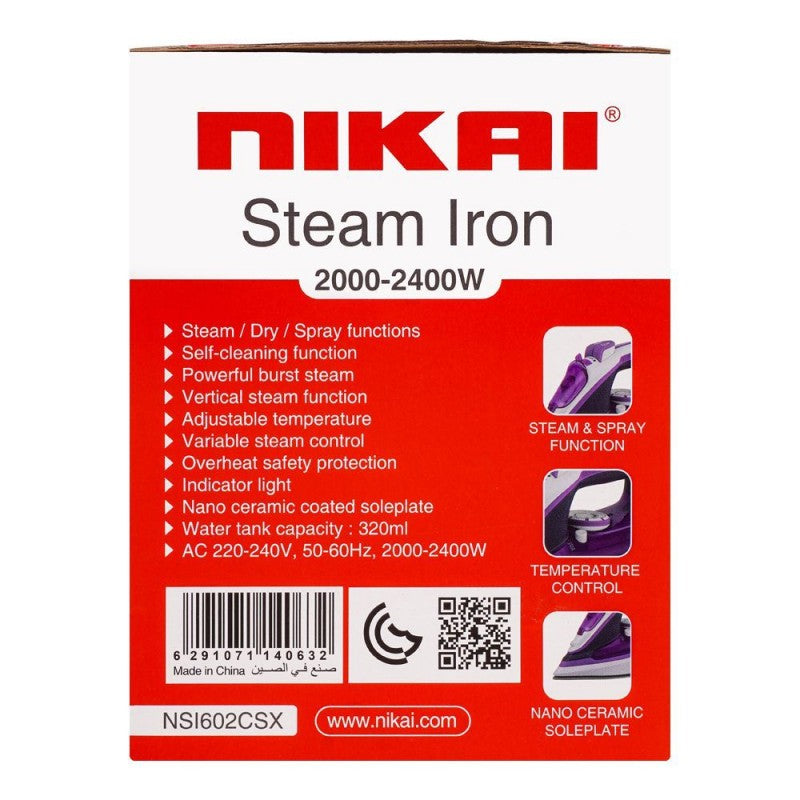 Nikai Steam Iron Non-Stick NSI-602, Iron & Streamers, Nikai , Chase Value