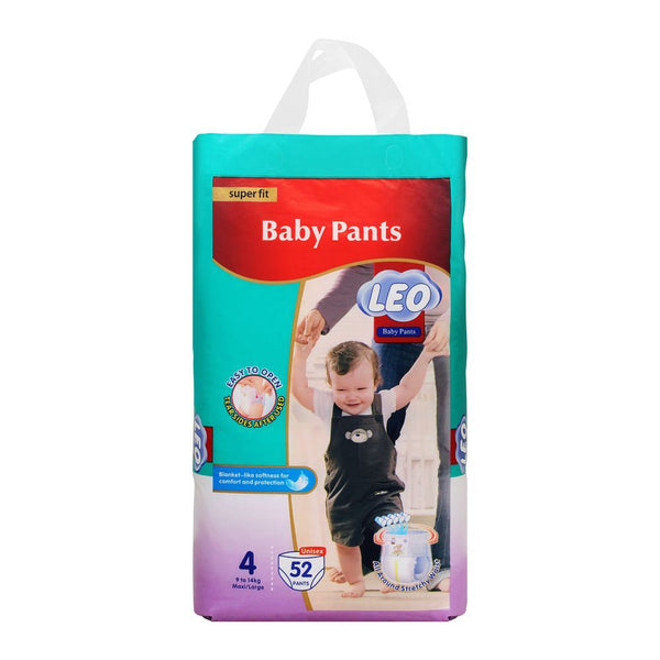 Leo Plus Super Fit Baby Pants Large No. 4, 9-14Kg, 52-Pack, Diapers & Wipes, LEO, Chase Value