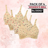 Women's Mix Design Bra Pack of 4, Women Bras, Chase Value, Chase Value